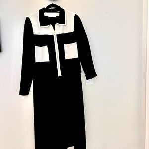 Zara 2 piece knit sleeveless dress dress w sweater N top L 10-12 black white